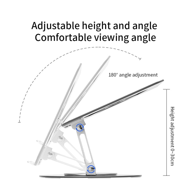 Aluminum Alloy Laptop Stand Notebook Riser with 360 Degree Rotating Base,(Silver) - Laptop Stand by buy2fix | Online Shopping UK | buy2fix