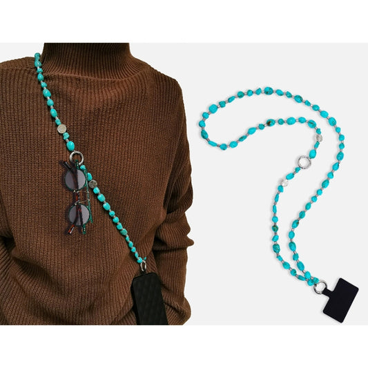 Imitation Turquoise Beaded Mobile Phone Chain Pendant, Spec: Crossbody 118cm - Lanyards & Wrist Straps by buy2fix | Online Shopping UK | buy2fix