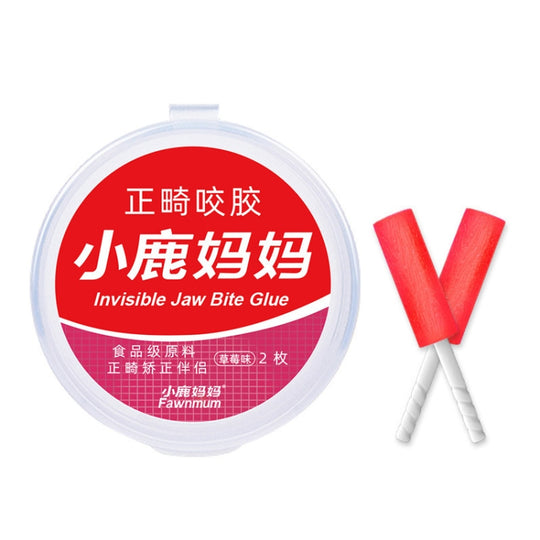 Fawnmum 2pcs /Box Handheld Hollow Cylinder Orthodontic Bite Sticks(Strawberry)