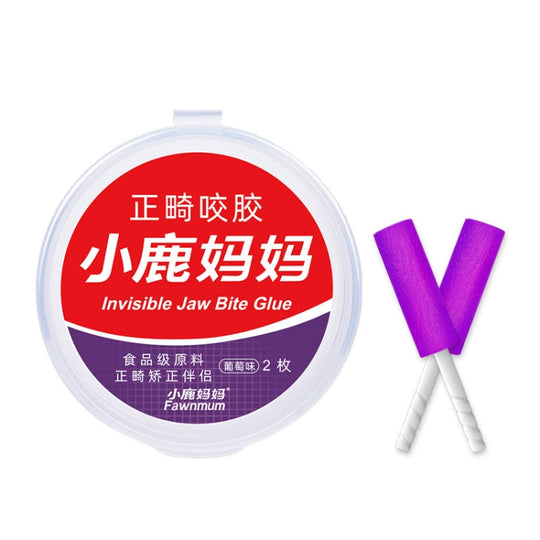 Fawnmum 2pcs /Box Handheld Hollow Cylinder Orthodontic Bite Sticks(Grape)