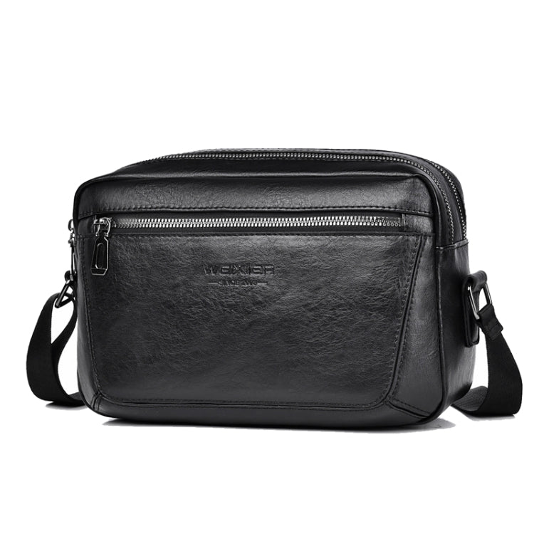 WEIXIER D523 Men Large Capacity Crossbody Single Shoulder Bag Casual PU Messenger Handbag(Black) - Single-shoulder Bags by WEIXIER | Online Shopping UK | buy2fix