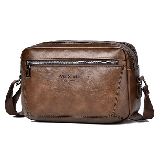 WEIXIER D523 Men Large Capacity Crossbody Single Shoulder Bag Casual PU Messenger Handbag(Brown) - Single-shoulder Bags by WEIXIER | Online Shopping UK | buy2fix