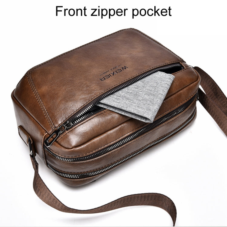 WEIXIER D523 Men Large Capacity Crossbody Single Shoulder Bag Casual PU Messenger Handbag(Brown) - Single-shoulder Bags by WEIXIER | Online Shopping UK | buy2fix