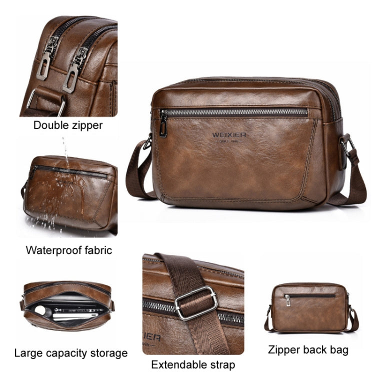 WEIXIER D523 Men Large Capacity Crossbody Single Shoulder Bag Casual PU Messenger Handbag(Brown) - Single-shoulder Bags by WEIXIER | Online Shopping UK | buy2fix