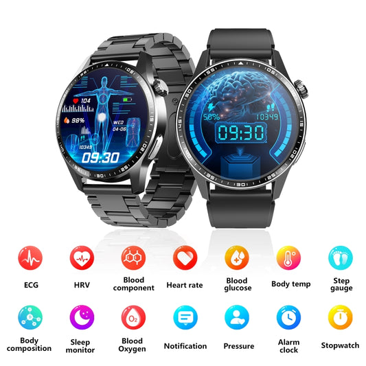F400 1.55 Inch Screen Smart Watch Support ECG/ Blood Oxygen / Blood Sugar / 150+ Sports Mode, Color: Black Gray Silicone by buy2fix
