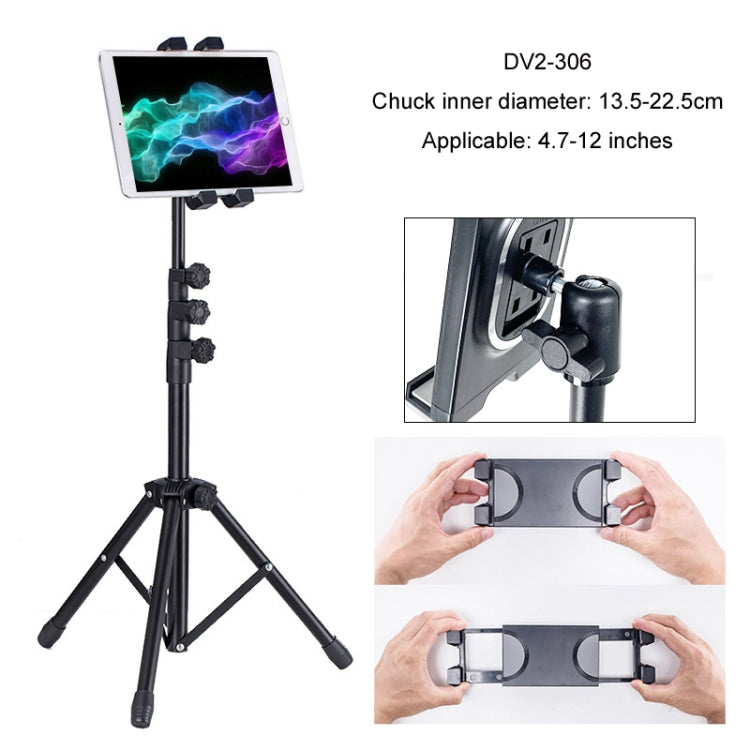 1.6m Adjustable Tablet Stand Floor-Standing Retractable Mobile Phone Tripod, Model: 306(With Cloth Bag+Sheep Head Phone Clamp) - Lazy Bracket by buy2fix | Online Shopping UK | buy2fix