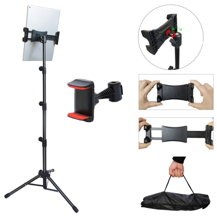 1.6m Adjustable Tablet Stand Floor-Standing Retractable Mobile Phone Tripod, Model: 313(With Cloth Bag+Sheep Head Phone Clamp) - Lazy Bracket by buy2fix | Online Shopping UK | buy2fix