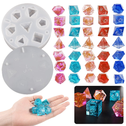 Silicone Dice Resin Molds with 7 Standard Polyhedral Stereoscopic Dice Cavities by buy2fix