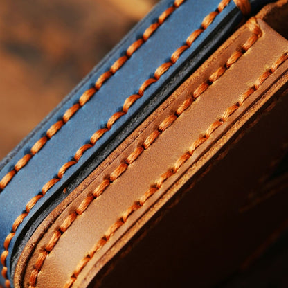 For 2024 BMW X7 Hallmo Cowhide Car Key Protection Cover(Blue) by Hallmo