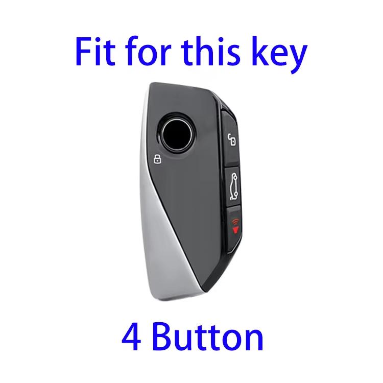 For 2024 BMW X7 Hallmo Cowhide Car Key Protection Cover(Blue) by Hallmo