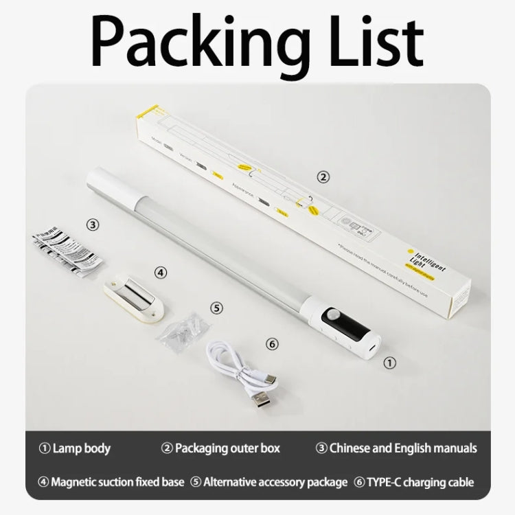Rechargeable Under Cabinet LED Motion Sensor Night Light with Digital Display 2000mAH(Silver) - Sensor LED Lights by buy2fix | Online Shopping UK | buy2fix