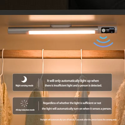 Rechargeable Under Cabinet LED Motion Sensor Night Light with Digital Display 1200mAH(Black) - Sensor LED Lights by buy2fix | Online Shopping UK | buy2fix