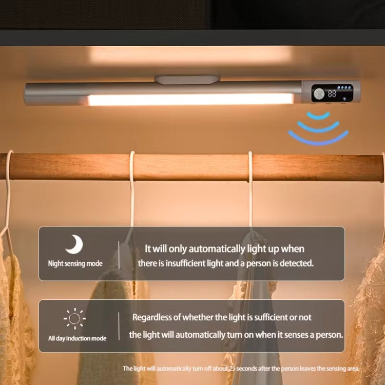 Rechargeable Under Cabinet LED Motion Sensor Night Light with Digital Display 2000mAH(Silver) - Sensor LED Lights by buy2fix | Online Shopping UK | buy2fix