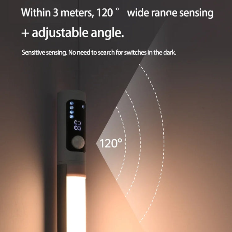 Rechargeable Under Cabinet LED Motion Sensor Night Light with Digital Display 2000mAH(Silver) - Sensor LED Lights by buy2fix | Online Shopping UK | buy2fix