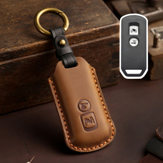 For Honda NS125LA/Lead125/PCX160/Forza 350 Hallmo Motorcycle Key Case, Color: 2 Keys Brown