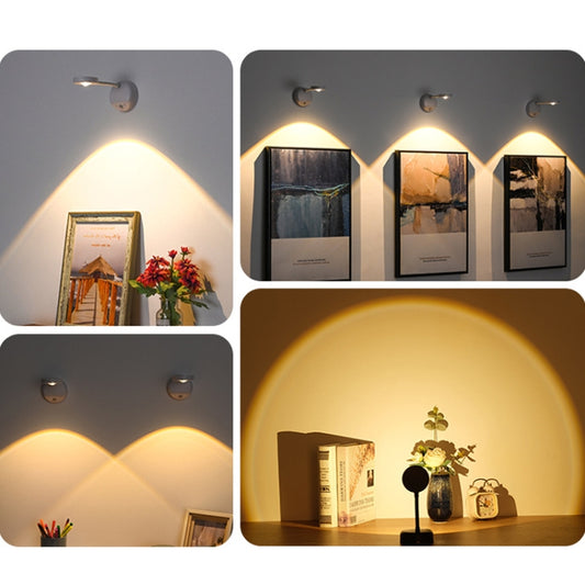Rechargeable LED Motion Sensor Wireless Spotlight Dimmable Picture Light 2000mAH(Black) - Sensor LED Lights by buy2fix | Online Shopping UK | buy2fix