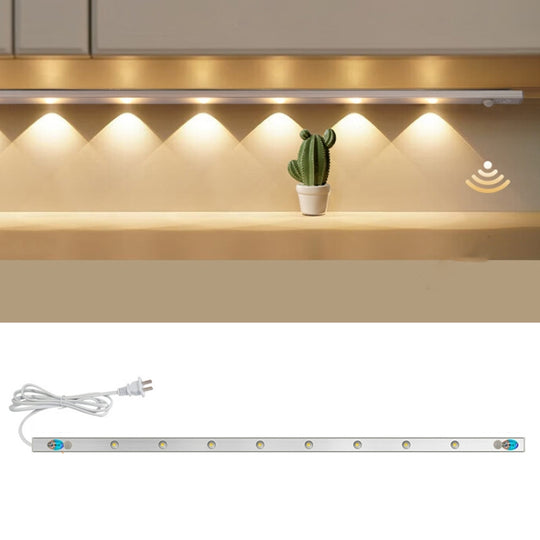 220V CN Plug Motion Sensor Wardrobe Cabinet Lamp LED Light Bar, Spec: Warm White 70cm