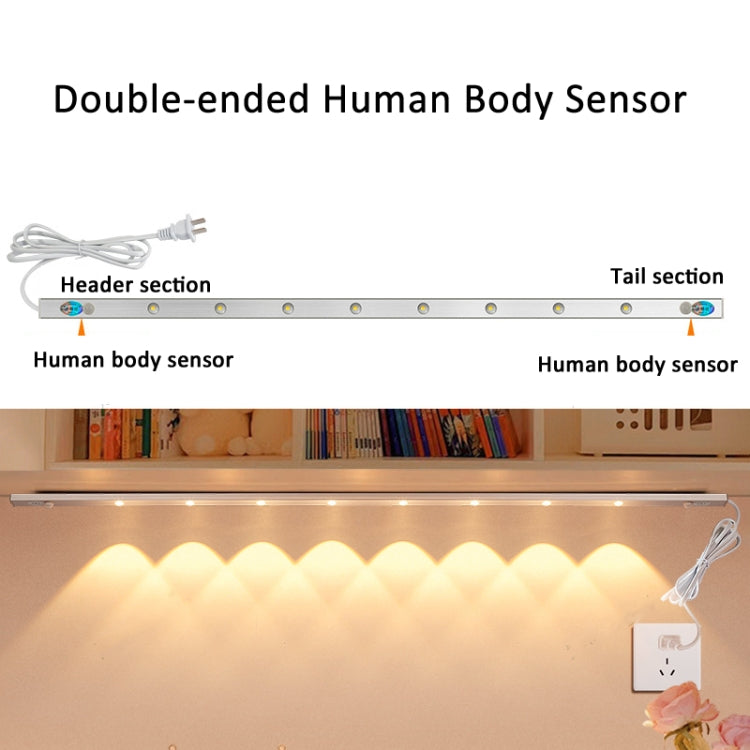 220V CN Plug Motion Sensor Wardrobe Cabinet Lamp LED Light Bar, Spec: Warm White 50cm - Sensor LED Lights by buy2fix | Online Shopping UK | buy2fix