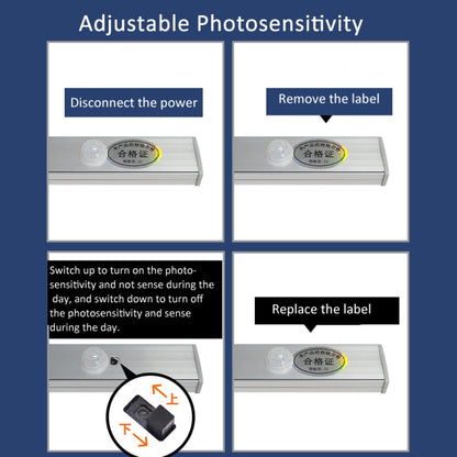 220V CN Plug Motion Sensor Wardrobe Cabinet Lamp LED Light Bar, Spec: White 40cm - Sensor LED Lights by buy2fix | Online Shopping UK | buy2fix