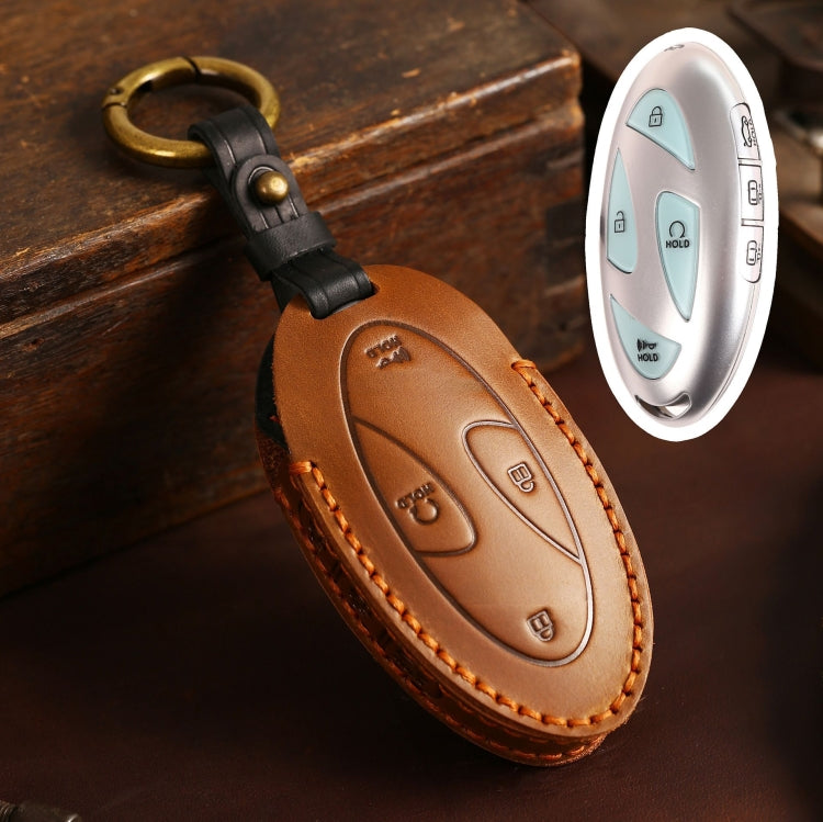 For Korean Hyundai Hallmo Car Handmade Key Bag, Color: 7 Keys Brown by Hallmo