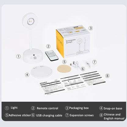 Rechargeable LED Motion Sensor Wireless Spotlight With Remote Control 1200mAH Black - Sensor LED Lights by buy2fix | Online Shopping UK | buy2fix