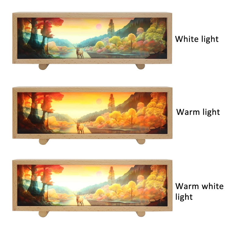 3 Color Light Touch Control Wooden Acrylic Atmosphere Lightbox Decoration Painting Night Light(Walnut) - Night Lights by buy2fix | Online Shopping UK | buy2fix