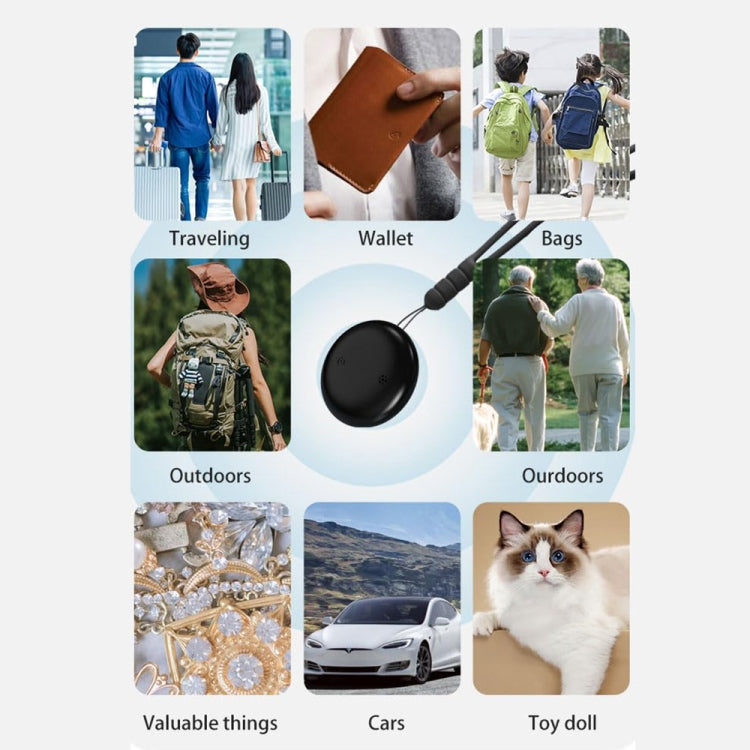 For Apple Series S10 Round Smart Global Anti-Lost Device IP67 Waterproof Locator(Black) - Pet Tracker by buy2fix | Online Shopping UK | buy2fix