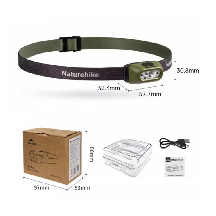 Naturehike Outdoor Climbing Hiking Fishing Sensor Strong Light Rechargeable Head Mounted Light(Dark Green) - Headlamp by buy2fix | Online Shopping UK | buy2fix