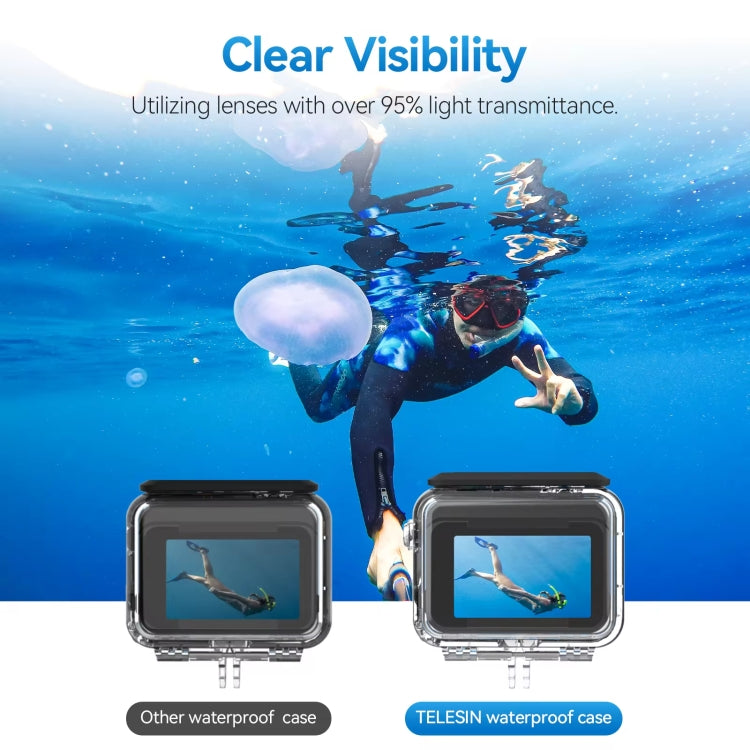 For Insta360 Ace Pro Camera TELESIN 45m Waterproof Case Underwater Diving Housing Cover - Case & Bags by TELESIN | Online Shopping UK | buy2fix