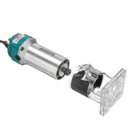 MOYI Aluminum Body Multifunctional Small Electric Woodworking Carving Slotting Trimming Machine, Specifications: 15 Milling Cutters EU Plug by MOYI