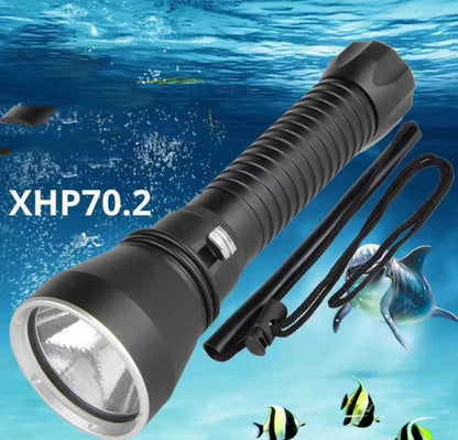 XHP70.2  Diving Flashlight 3000 Lumens IPX8 Waterproof Underwater 80m 5000mAh x 2 Yellow Light - Diving Flashlight by buy2fix | Online Shopping UK | buy2fix