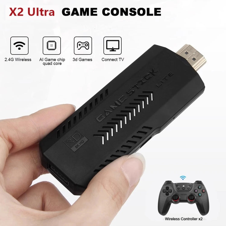 X2 Ultra Video Game Stick Console With 2.4G Double Wireless Controller 64GB - Pocket Console by buy2fix | Online Shopping UK | buy2fix