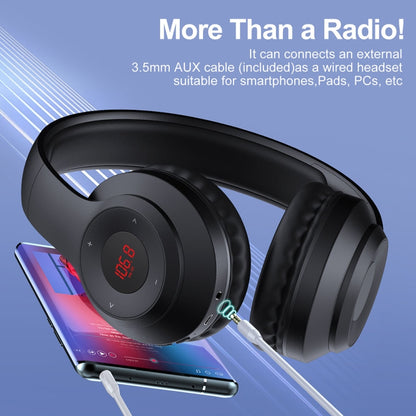 X5 Portable Digital Display Folding Headset FM Radio Headphones, Color: Bluetooth White - Radio Player by buy2fix | Online Shopping UK | buy2fix