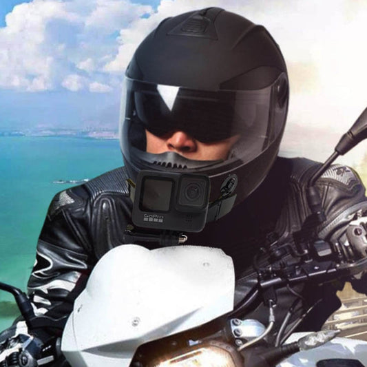 TUYU Motorcycle Integrated Hinged Helmet Chin Sports Camera Mounting Bracket, Style: With 4 Stickers by TUYU