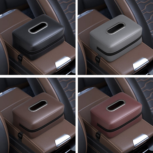 Car Seat Armrest Tissue Box Sun Visor Seat Back Hanging Paper Bag(Brown) by buy2fix