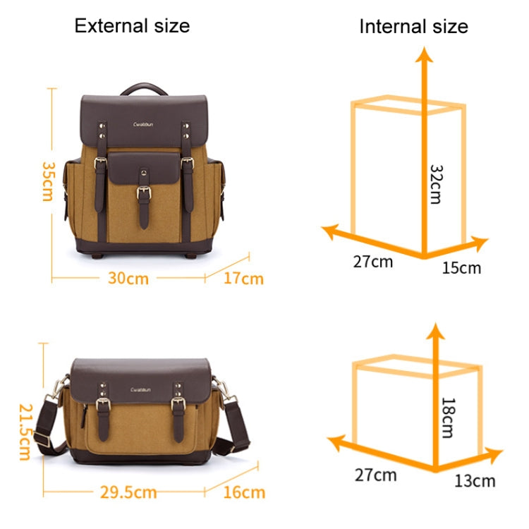 Cwatcun D127 Single Shoulder Vintage Waterproof Canvas Bag DSLR Camera Photo Bag - Strap Satchel by Cwatcun | Online Shopping UK | buy2fix
