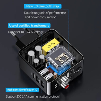 OMS-H6 Bluetooth 5.3 Adapter Wireless Audio Receiver And Transmitter EU Plug - Audio Receiver Transmitter by buy2fix | Online Shopping UK | buy2fix