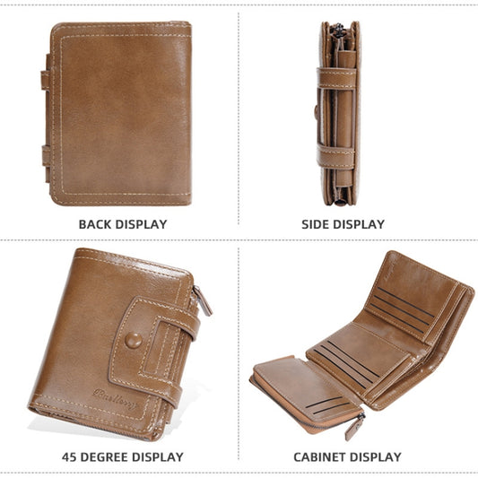 Baellerry D5112 RFID Anti-Theft Multi-Card Slot Buckle Tri-fold Zipper Short Wallet Coin Purse(Brown) by Baellerry