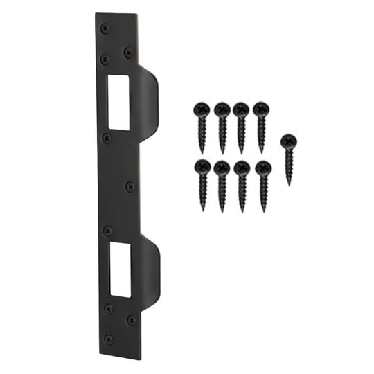 Heavy Duty Metal Latch Plate for Exterior Interior Door Double Hole Reinforcement Striker Plates(Black)