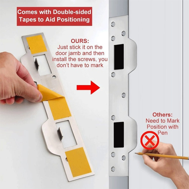 Heavy Duty Metal Latch Plate for Exterior Interior Door Double Hole Reinforcement Striker Plates(White) - Door Locks & Cabinet Locks by buy2fix | Online Shopping UK | buy2fix