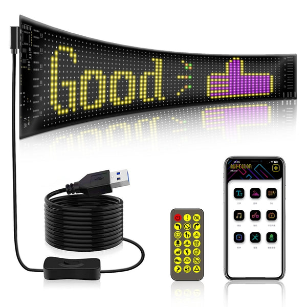 9.2x37.4cm（16 x 64 LEDs） Car Flexible Display Advertising Screen APP Bluetooth Smart Screen by buy2fix