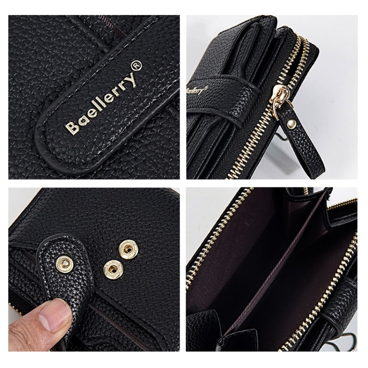 Baellerry N1915 Lychee Pattern Multi-card Slot Zipper Women Short Wallet(Black) - Wallets by Baellerry | Online Shopping UK | buy2fix