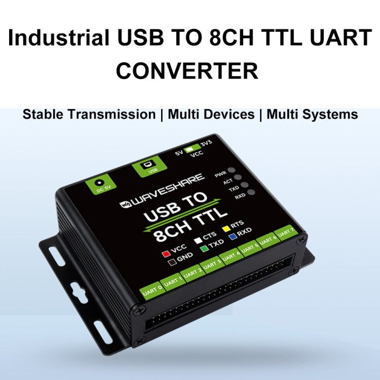 Waveshare 27076 Industrial USB TO TTL UART Serial Communication Module Converter(USB TO 8CH TTL) - Modules Expansions Accessories by Waveshare | Online Shopping UK | buy2fix