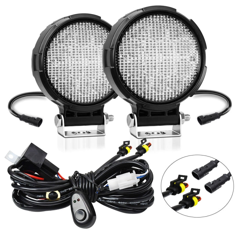 14W 9-30V Floodlight Mixed Luminous 4 Inch Round Work Light With Wire Set(X2) by buy2fix