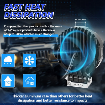 14W 9-30V Floodlight Mixed Luminous 4 Inch Round Work Light With Wire Set(X2) by buy2fix