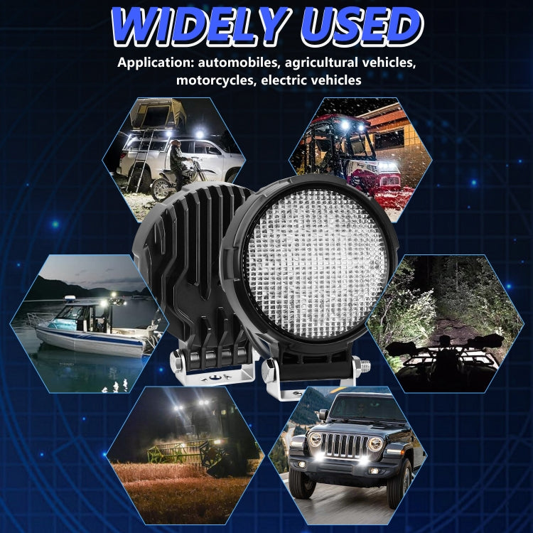 14W 9-30V Floodlight Mixed Luminous 4 Inch Round Work Light With Wire Set(X2) by buy2fix