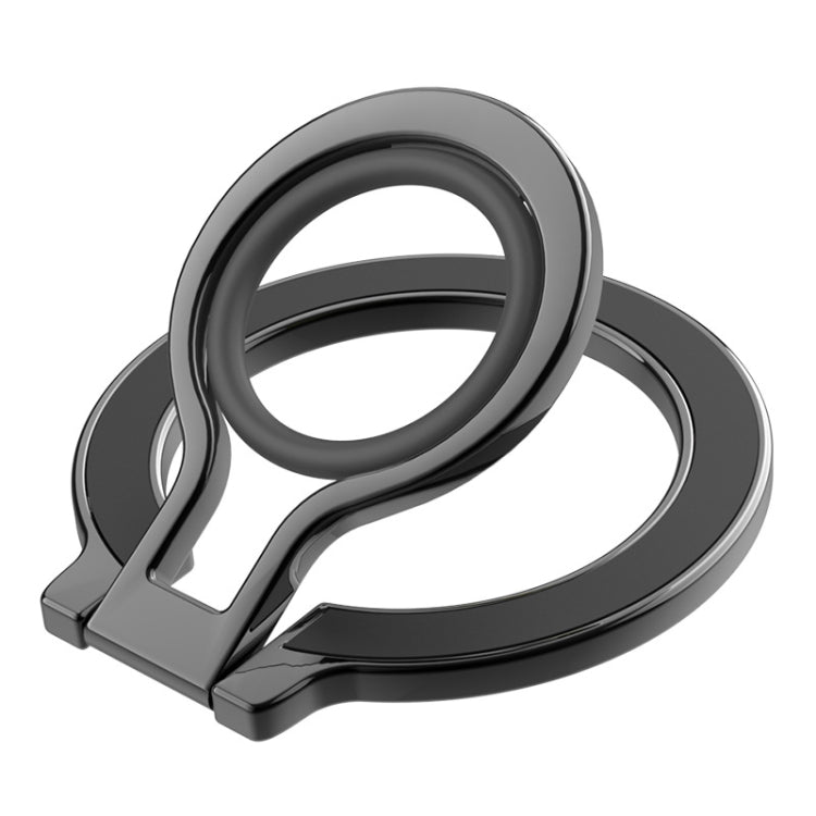 Magnetic Mobile Phone Holder Zinc Alloy Phone Finger Ring Bracket With Silicone Ring Guard(Black) - Ring Holder by buy2fix | Online Shopping UK | buy2fix
