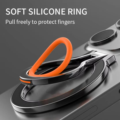 Magnetic Mobile Phone Holder Zinc Alloy Phone Finger Ring Bracket With Silicone Ring Guard(Black) - Ring Holder by buy2fix | Online Shopping UK | buy2fix