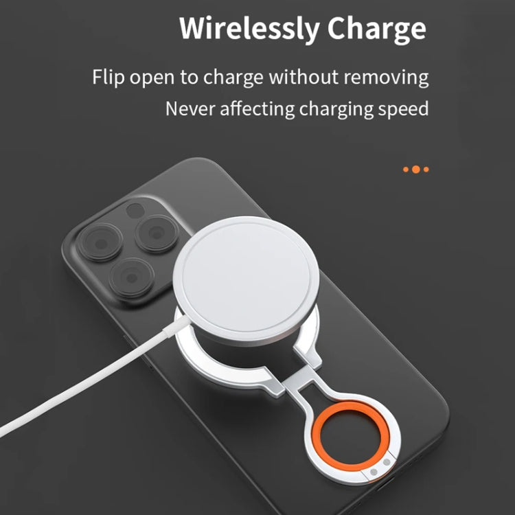 Magnetic Mobile Phone Holder Zinc Alloy Phone Finger Ring Bracket With Silicone Ring Guard(Black+Orange) - Ring Holder by buy2fix | Online Shopping UK | buy2fix