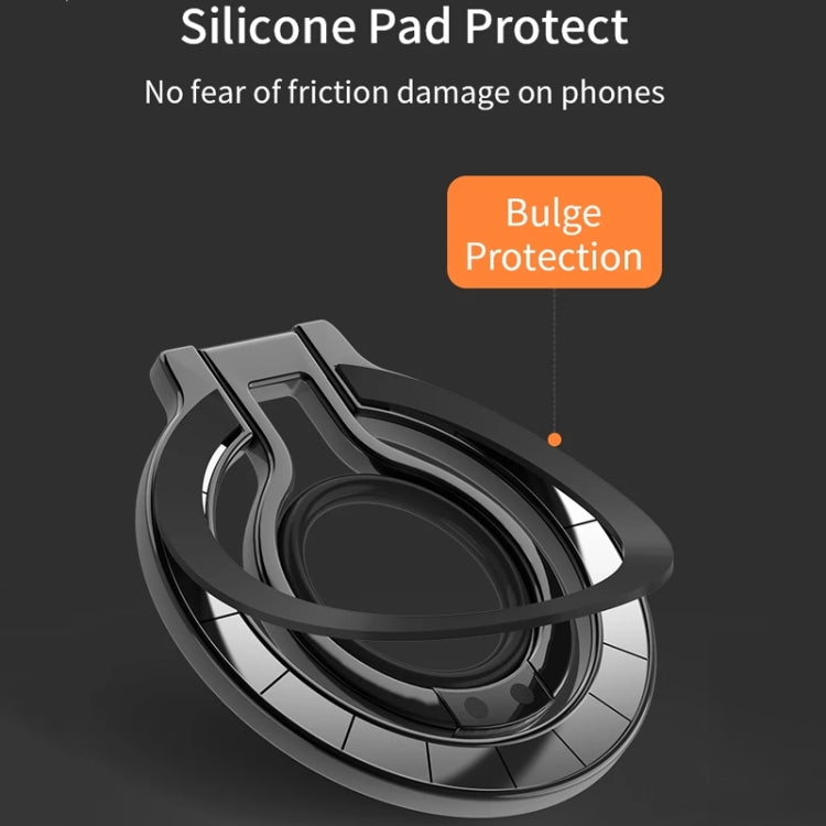 Magnetic Mobile Phone Holder Zinc Alloy Phone Finger Ring Bracket With Silicone Ring Guard(Black) - Ring Holder by buy2fix | Online Shopping UK | buy2fix